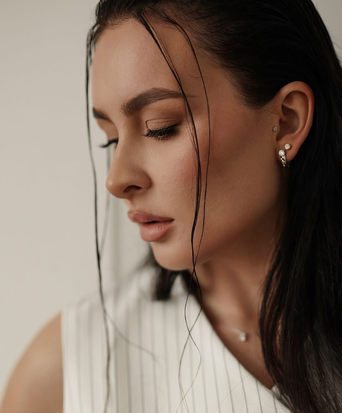 Mission Viejo Restylane model with elegant makeup and jewelry.