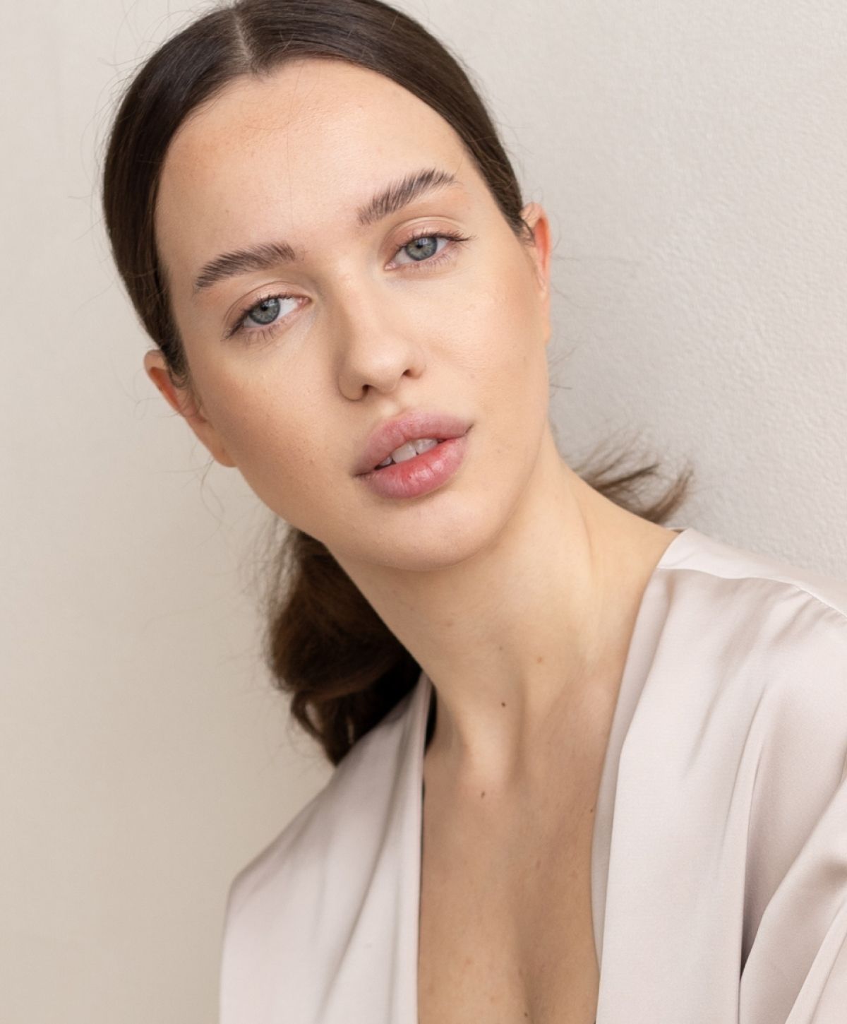 Portrait of a Mission Viejo chemical peel model with natural makeup.