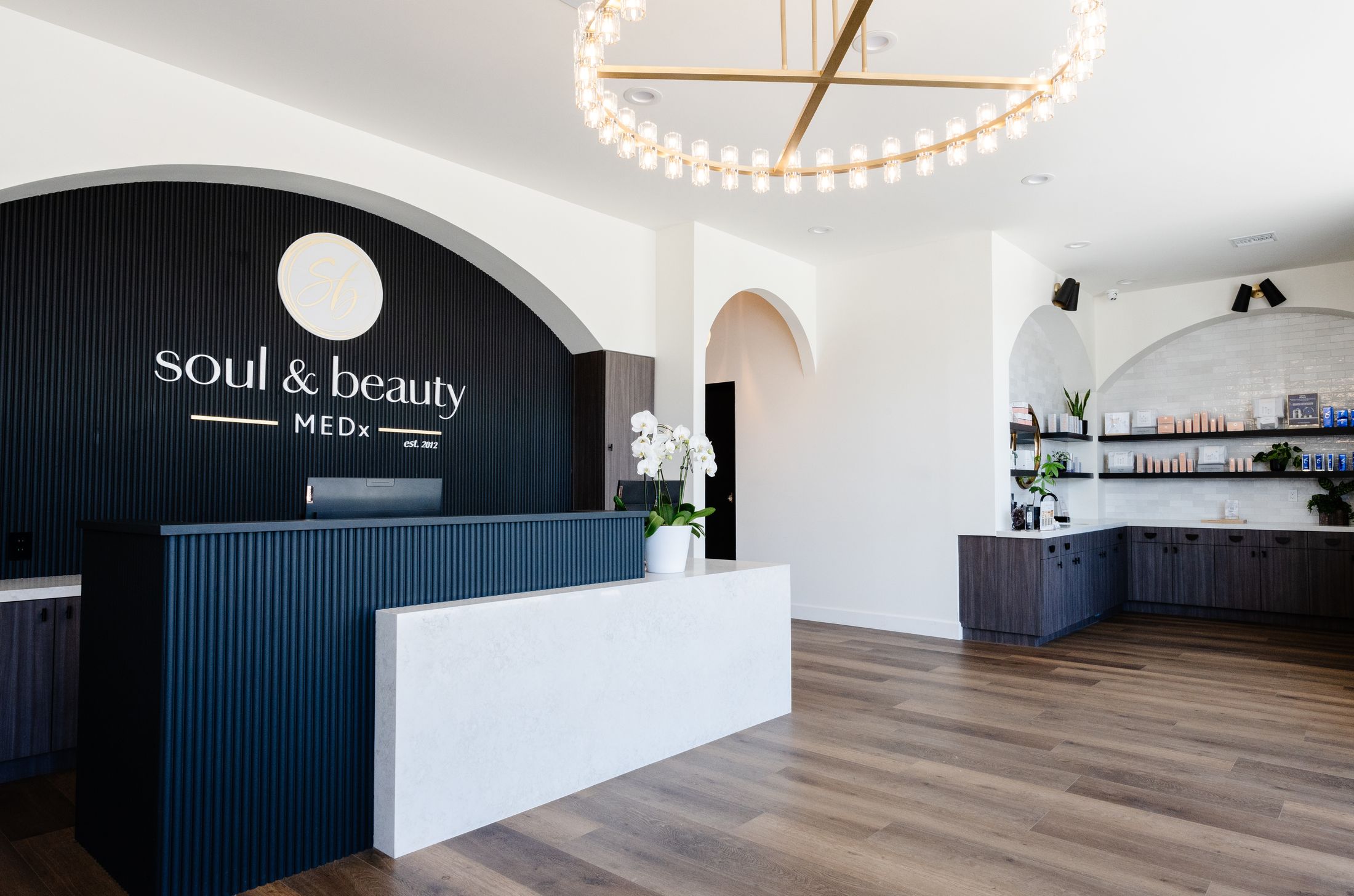 Modern reception area of a beauty clinic.