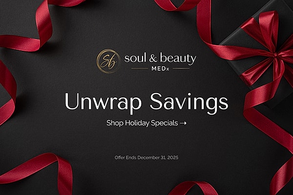 Holiday sales promotion with ribbons and gifts.
